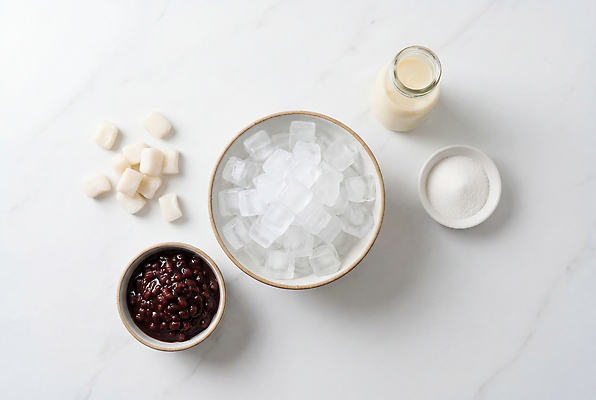 JPG 편집이미지 음식 재료 디저트 얼음 우유 설탕 준비 팥 팥빙수 편집실사 AI포토 AI콘텐츠 자연요소 유제품 CG 빙수 파일형식