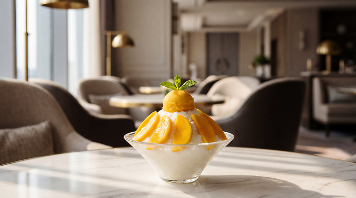 JPG 편집이미지 음식 과일 탁자 아이스크림 디저트 여름 카페 슬라이스 빙수 망고 망고빙수 편집실사 AI포토 AI콘텐츠 계절 가구 상점 CG 열대과일 파일형식