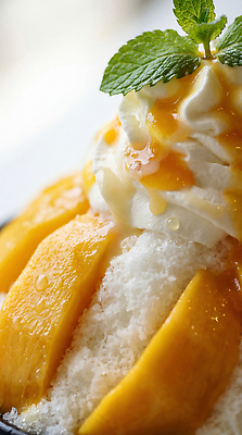 JPG 편집이미지 과일 디저트 여름 달콤 차가움 민트 빙수 망고 망고빙수 맛있는 편집실사 AI포토 AI콘텐츠 계절 음식 맛 허브 CG 열대과일 파일형식