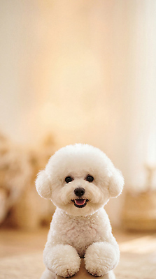 JPG 편집이미지 행복 반려견 포즈 털 실내 표정 반려동물 귀여움 공간 강아지 비숑프리제 편집실사 AI포토 AI콘텐츠 동물 감정 컨셉 내부 개 CG 파일형식