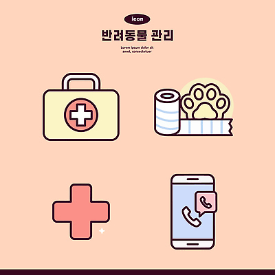 동물 일러스트 의학 건강 관리 치료 스마트폰 반려동물 상자 붕대 발바닥 통화 응급치료 국내일러스트 반려용품 AI파일 모션 발 핸드폰 스마트기기 오브젝트 파일형식 벡터