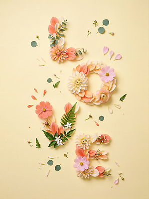 JPG 모양 편집이미지 디자인 꽃잎 꽃 예술 잎 사랑 타이포그라피 장식 조화 생화 레터링 편집실사 AI포토 AI콘텐츠 식물 문자 감정 CG 파일형식