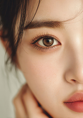 JPG 편집이미지 손 여자 얼굴 포즈 사람 뷰티 눈 부드러움 목 감싸기 뷰티풀 생김새 의료성형뷰티 편집실사 AI인물포토 AI콘텐츠 모션 신체부위 감각 CG 파일형식 AI포토