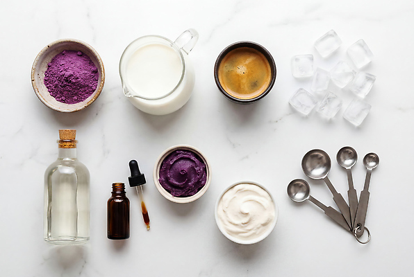 JPG 편집이미지 음료 재료 컵 유행 숟가락 얼음 카페 우유 도구 편집실사 AI포토 AI콘텐츠 우베 우베라떼 자연요소 식기 유제품 수저 상점 CG 라떼 파일형식