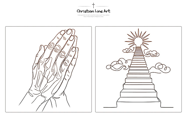 손 기독교 종교 선 라인일러스트 일러스트 하늘 태양 평화 계단 믿음 기도 영혼 국내일러스트 AI파일 자연요소 감정 컨셉 신체부위 파일형식 벡터