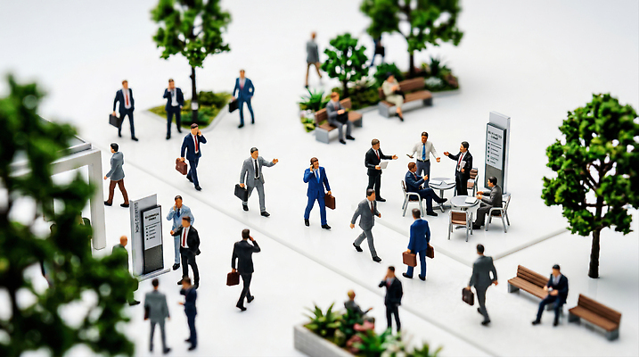 JPG 나무 편집이미지 남자 이동 의자 가방 회의 거리 대화 여러명 야외 모형 미니어처 업무 직장인 그룹 편집실사 AI컴퓨터그래픽 AI콘텐츠 식물 직업 잡화 가구 다수 컨셉 비즈니스 말하기 사람 작업 CG 파일형식