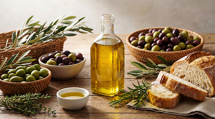 JPG 편집이미지 그릇 음식 빵 재료 건강 요리 신선 올리브오일 허브 올리브 올리브나무 편집실사 AI포토 AI콘텐츠 나무 식물 식기 열매 기름_음식 CG 파일형식