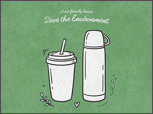 디자인 음료 캠페인 일러스트 컵 자연보호 환경 재활용 소비 보호 일회용 플라스틱 에코 텀블러 국내일러스트 AI파일 식기 컨셉 자연 재질 친환경 파일형식 벡터