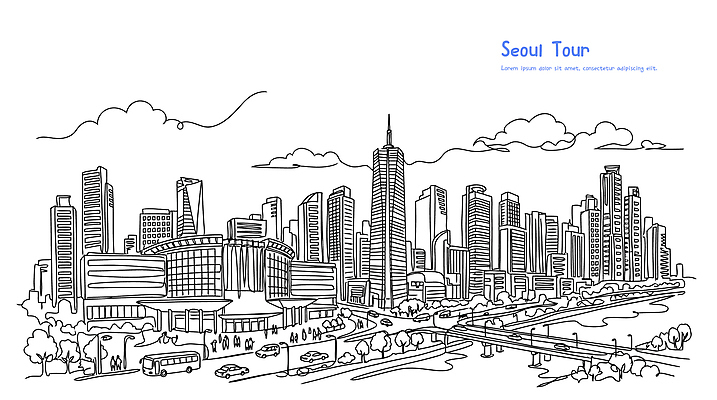 나무 건축 도로 여행 라인일러스트 일러스트 하늘 거리 버스 서울 사람 풍경 빌딩 일상 도시 보행자 스케치 서울투어 국내일러스트 AI파일 식물 길 육상교통 교통시설 대중교통 한국 미술 건물 라이프 파일형식 벡터