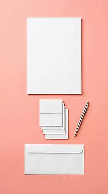 JPG 편집이미지 디자인 종이 컬러 문구용품 편지봉투 펜 기록 편지 편지지 오브젝트 문서 목업 편집실사 AI포토 AI콘텐츠 봉투 필기구 CG 파일형식