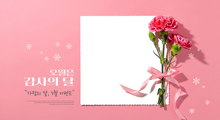 PSD 편집이미지 꽃 리본 종이 분홍색 이벤트 장식 5월 카네이션 감사 가정의달 이미지편집 식물 감정 컬러 날짜 파일형식