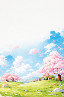 JPG 나무 공원 꽃 일러스트 자연 하늘 불꽃 산 풍경 초원 봄풍경 봄 벚꽃 시골 국내일러스트 AI일러스트 AI콘텐츠 식물 계절 공공시설 불 생태계 파일형식