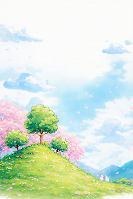 JPG 나무 동물 꽃 일러스트 자연 하늘 날씨 산 풍경 잔디 초원 봄풍경 봄 토끼 숲 언덕 꽃봉오리 국내일러스트 AI일러스트 AI콘텐츠 식물 계절 포유류 반려동물 생태계 파일형식