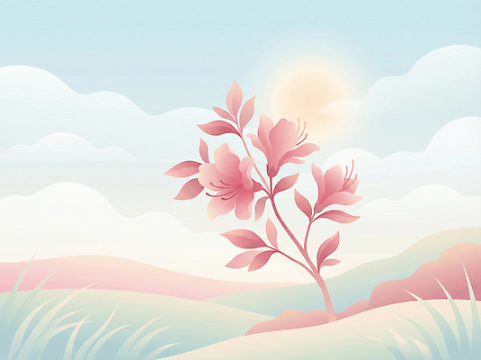 JPG 나무 식물 꽃 일러스트 자연 하늘 생명 풍경 초원 햇빛 봄 언덕 화사함 국내일러스트 AI일러스트 AI콘텐츠 계절 컨셉 태양 생태계 파일형식