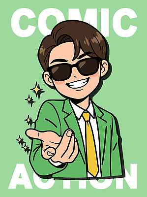 캐릭터 손 남자 일러스트 넥타이 웃음 정장 손짓 초록색 선글라스 표현 유머 즐거움 코믹 액션 스타일 국내일러스트 AI파일 잡화 옷 감정 안경 컬러 모션 표정 사람 신체부위 파일형식 벡터