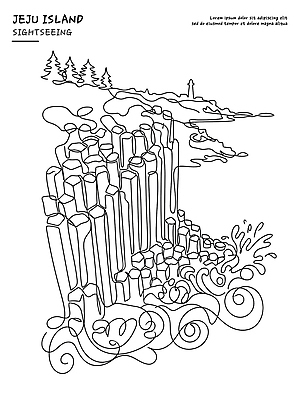 나무 예술 파도 바다 여행 라인일러스트 일러스트 자연 등대 풍경 해변 관광지 제주도 감상 바위 기둥 드로잉 국내일러스트 AI파일 식물 건축 한국 미술 생태계 파일형식 벡터