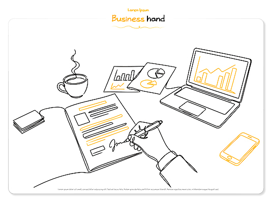 음료 컨셉 일러스트 비즈니스 신체부위 전자제품 작업 파일형식 벡터 노트북 문서 서명 손 그래프 사무실 커피 업무 자료 분석 AI파일 국내일러스트 라인일러스트