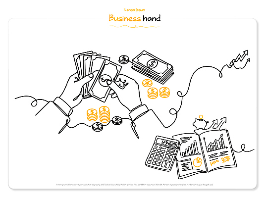 컨셉 돈 일러스트 비즈니스 그래프 문구용품 신체부위 금융 경제 장비 재산 파일형식 벡터 손 계산기 동전 투자 수익 상업 거래 자산관리 재정 계산 계획 수치 분석 매출 AI파일 국내일러스트 라인일러스트