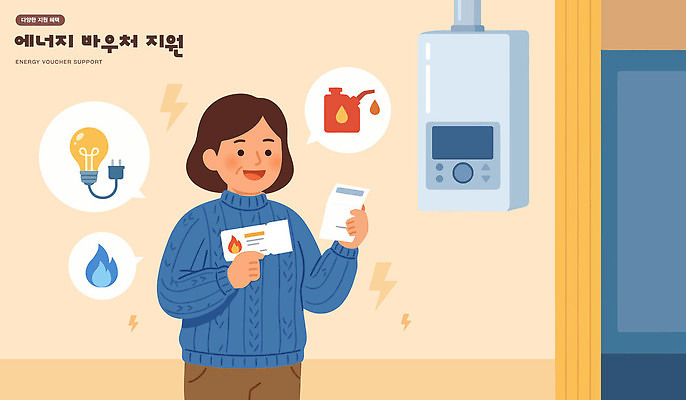 겨울 일러스트 관리 사람 에너지 정보 도움 소비 전기에너지 확인 상품권 가스 난방 계산서 지원 국내일러스트 AI파일 계절 컨셉 파일형식 벡터