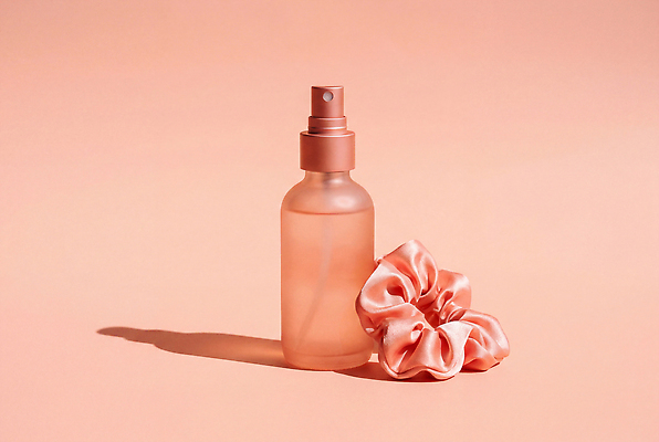 컬러 장신구 뷰티 직물 CG 파일형식 AI콘텐츠 스프레이 머리끈 실크 분홍색 투명 화장품 잡화 편집실사 JPG 편집이미지 코랄 AI포토