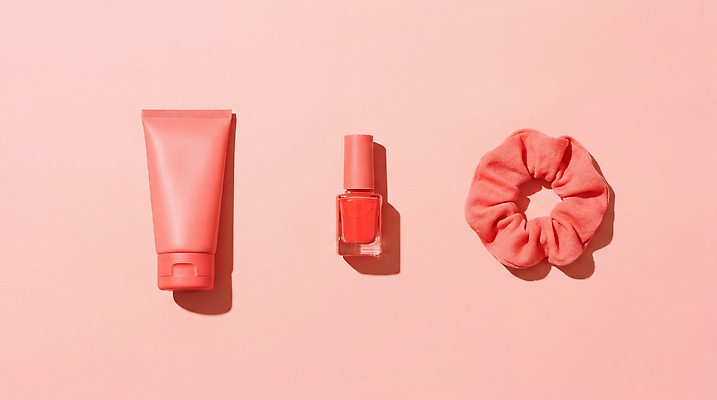 컬러 뷰티 CG 파일형식 AI콘텐츠 분홍색 화장품 크림 네일아트 배열 일렬 오브젝트 패션 편집실사 JPG 편집이미지 코랄 AI포토