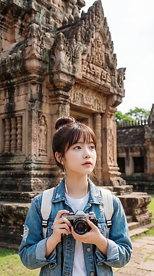 JPG 편집이미지 여자 문화 여행 사람 여행객 카메라 역사 방문 탐방 의료성형뷰티 편집실사 AI인물포토 AI콘텐츠 전자제품 CG 파일형식 AI포토