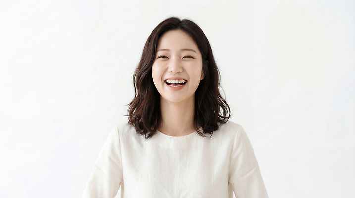 JPG 편집이미지 여자 행복 감정 얼굴 실내 미소 웃음 촬영 기쁨 의료성형뷰티 편집실사 AI인물포토 AI콘텐츠 표정 사람 내부 신체부위 CG 파일형식 AI포토