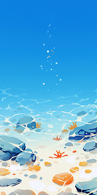 JPG 모래 바다 일러스트 자연 조개 물 파란색 환경 바닷속 수중 수중동물 거품 바위 해초 산호 생태계 국내일러스트 AI일러스트 AI콘텐츠 자연요소 동물 컬러 어패류 해조류 자포동물 파일형식