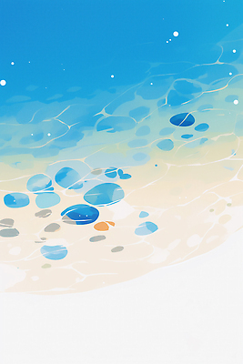JPG 모래 바다 일러스트 자연 풍경 물 여름 파란색 수중 조약돌 국내일러스트 AI일러스트 AI콘텐츠 자연요소 계절 컬러 돌 생태계 파일형식