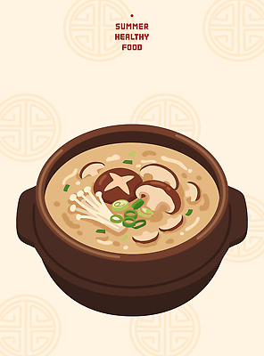 식기 계절 아시아 음식 몸보신 파일형식 벡터 버섯 건강 여름 식사 한국 국물 그릇 한식 따뜻함 AI파일 국내일러스트 일러스트 보양식