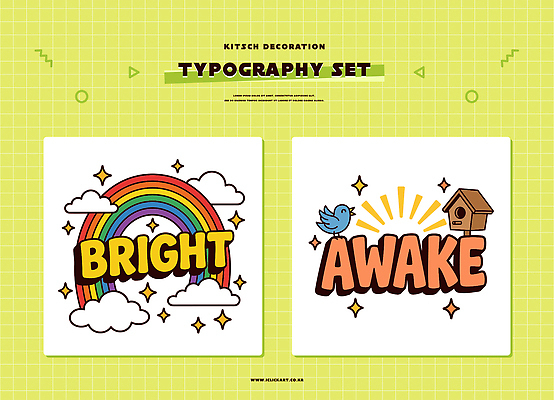 무지개 일러스트 조류 타이포그라피 봄 키치 국내일러스트 AI파일 자연요소 동물 문자 계절 컨셉 파일형식 벡터