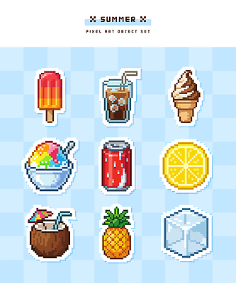음료 과일 일러스트 아이스크림 디저트 여름 얼음 레모네이드 파인애플 오브젝트 코코넛 빙수 아이스바 음료수컵 픽셀 국내일러스트 AI파일 자연요소 계절 음식 컵 열대과일 에이드 파일형식 벡터