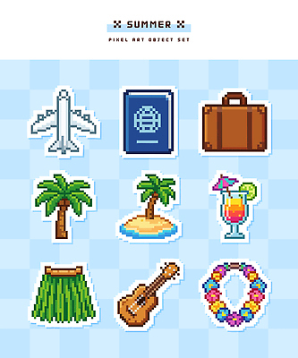 음료 섬 여행 가방 일러스트 휴가 비행기 여름 야자수 화환 칵테일 우쿨렐레 오브젝트 여권 여행준비 픽셀 국내일러스트 AI파일 나무 잡화 계절 꽃 항공교통 현악기 대중교통 주류 준비 파일형식 벡터
