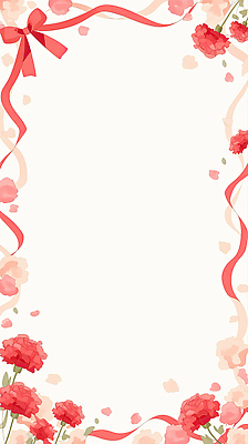 JPG 꽃 리본 백그라운드 일러스트 프레임 빨간색 어버이날 스승의날 카네이션 감사 국내일러스트 AI일러스트 AI콘텐츠 식물 기념일 감정 컬러 파일형식