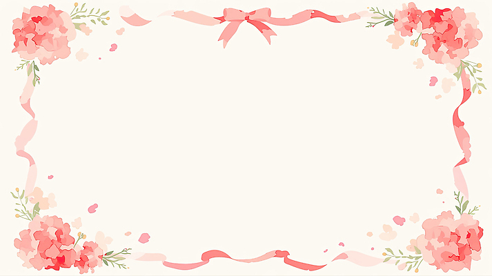 JPG 꽃 리본 백그라운드 일러스트 수채화 프레임 빨간색 어버이날 스승의날 카네이션 감사 초대장 국내일러스트 AI일러스트 AI콘텐츠 식물 기념일 감정 컬러 카드_감사 파일형식