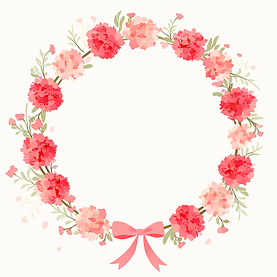 JPG 꽃 리본 일러스트 프레임 빨간색 어버이날 스승의날 카네이션 감사 국내일러스트 AI일러스트 AI콘텐츠 식물 기념일 감정 컬러 파일형식