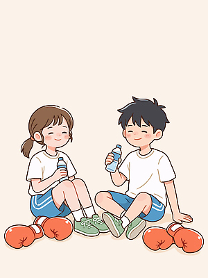 여자 남자 행복 어린이 스포츠 일러스트 모션 휴식 대화 물 운동 권투 권투글러브 즐거움 체육복 국내일러스트 AI파일 자연요소 감정 컨셉 건강 말하기 사람 운동복 격투기 글러브 체육 파일형식 벡터