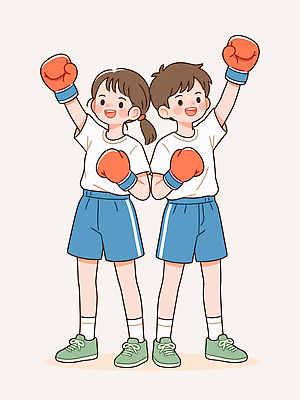 어린이 스포츠 티셔츠 일러스트 반바지 모션 협력 친구 운동 손들기 권투 기쁨 글러브 권투글러브 자신감 연습 즐거움 나란히 국내일러스트 AI파일 감정 스포츠용품 장갑 셔츠 바지 관계 건강 사람 격투기 파일형식 벡터