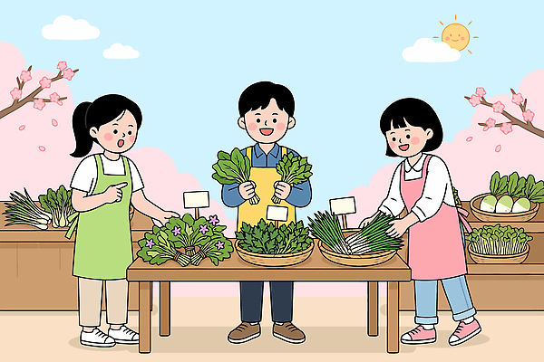 식물 잎 농업 채소 일러스트 모션 사람 바구니 상점 시장 상품 봄나물 국내일러스트 AI파일 산업 나물 파일형식 벡터