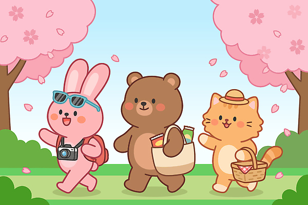 나무 캐릭터 꽃잎 음식 일러스트 곰 자연 일상 친구 소풍 카메라 귀여움 고양이 봄 산책 모임 벚꽃 토끼 즐거움 벚꽃축제 국내일러스트 AI파일 식물 동물 계절 꽃 감정 컨셉 포유류 관계 휴식 라이프 전자제품 반려동물 야외활동 축제 생태계 꽃축제 파일형식 벡터