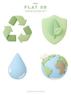 PSD 편집이미지 지구 자연 초록색 물 3D 환경 재활용 물방울 보호 모음 편집3D 자연요소 컬러 컨셉 디지털합성 친환경 생태계 파일형식