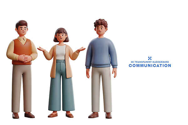 PSD 편집이미지 캐릭터 여자 남자 커뮤니케이션 협력 표정 대화 사람 친구 3D 그룹 소통 편집3D 컨셉 관계 말하기 디지털합성 파일형식