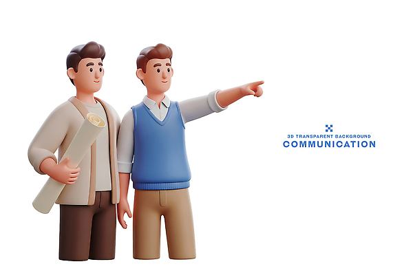 PSD 편집이미지 캐릭터 남자 커뮤니케이션 대화 설명 손짓 친구 표현 그룹 계획 소통 편집3D 컨셉 관계 모션 말하기 사람 3D 파일형식