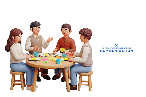 PSD 편집이미지 음료 모션 탁자 회의 커뮤니케이션 협력 아이디어 대화 사람 모임 그룹 토론 포스트잇 소통 편집3D 가구 컨셉 비즈니스 말하기 3D 메모지 파일형식