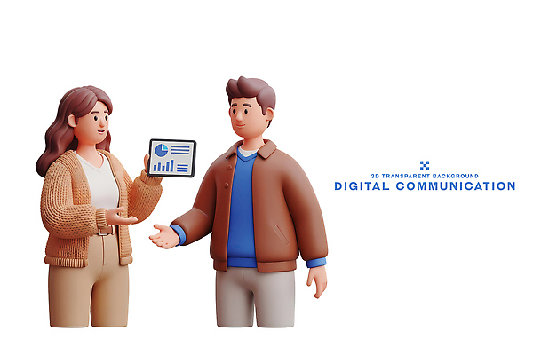 PSD 편집이미지 캐릭터 여자 남자 커뮤니케이션 그래프 대화 3D 디지털 스크린 자료 정보 편집3D 말하기 사람 디지털합성 파일형식