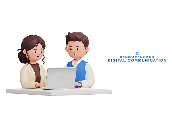 PSD 편집이미지 여자 남자 비즈니스 커뮤니케이션 협력 대화 사람 노트북 사무실 디지털 작업 인터뷰 편집3D 말하기 전자제품 3D 파일형식