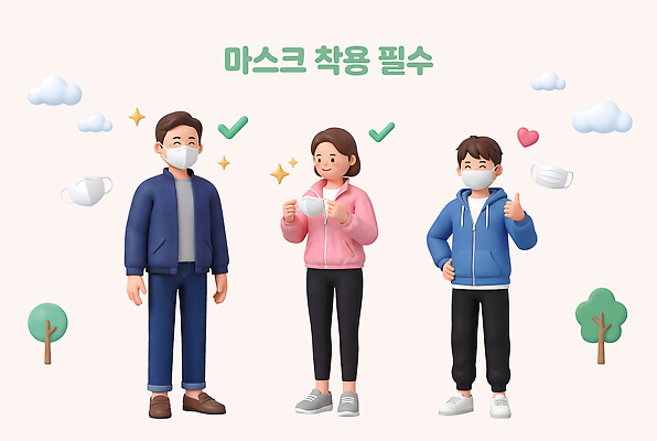 PSD 편집이미지 캐릭터 건강 마스크 안전 사람 봄 표현 보호 위생 착용 황사 미세먼지 편집3D 계절 컨셉 3D 먼지 파일형식