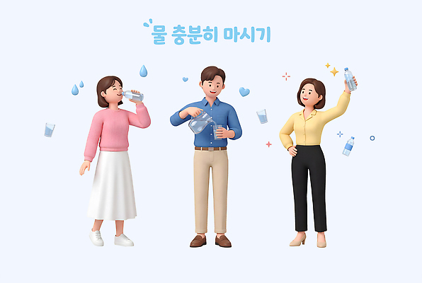 PSD 편집이미지 음료 건강 사람 물 봄 마시기 물병 물컵 황사 미세먼지 편집3D 자연요소 계절 모션 컵 3D 물통 먼지 파일형식