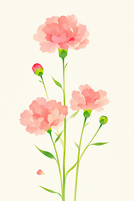 JPG 꽃잎 줄기 분홍색 꽃다발 백그라운드 일러스트 어버이날 스승의날 카네이션 감사 부드러움 가정의달 봉오리 국내일러스트 AI일러스트 AI콘텐츠 식물 기념일 꽃 감정 컬러 감각 5월 파일형식