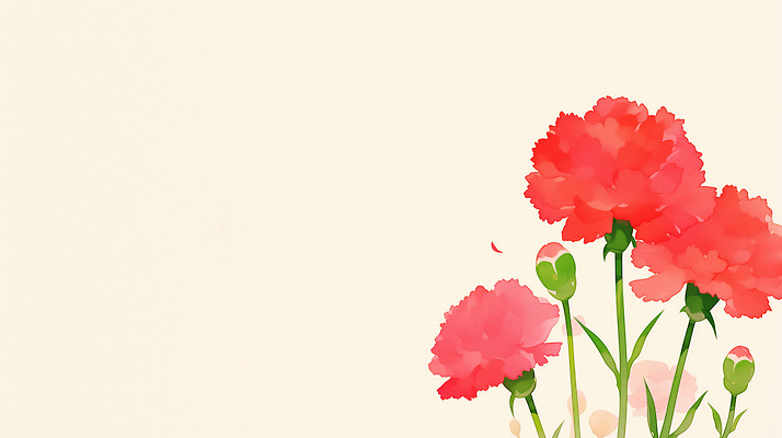 JPG 줄기 백그라운드 일러스트 수채화 빨간색 어버이날 스승의날 카네이션 감사 가정의달 국내일러스트 AI일러스트 AI콘텐츠 식물 기념일 꽃 감정 컬러 5월 파일형식